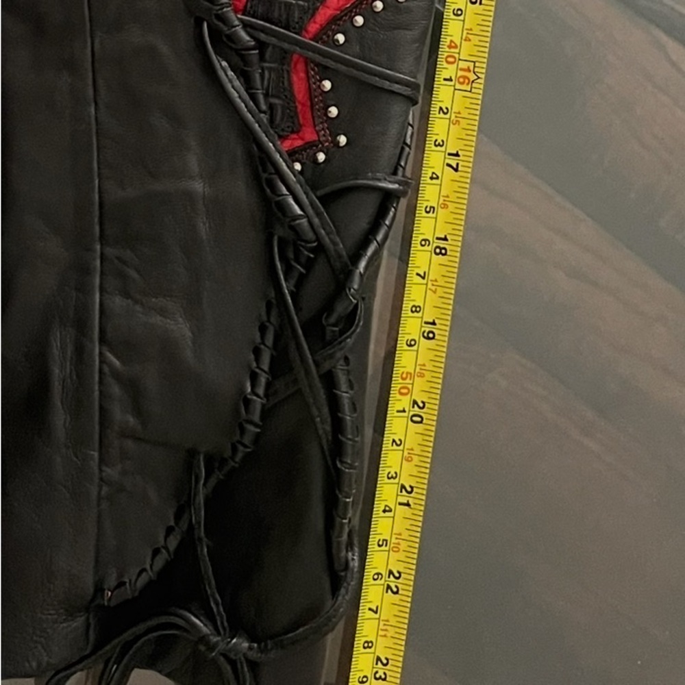 Black Leather Jacket with Red Accents - Picture 7 of 10